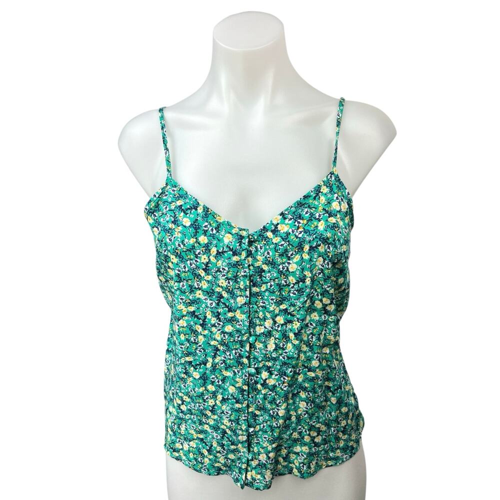 Old Navy Green Multicolor Floral V-neck Spaghetti Strap Cami Camisole Tank Top S